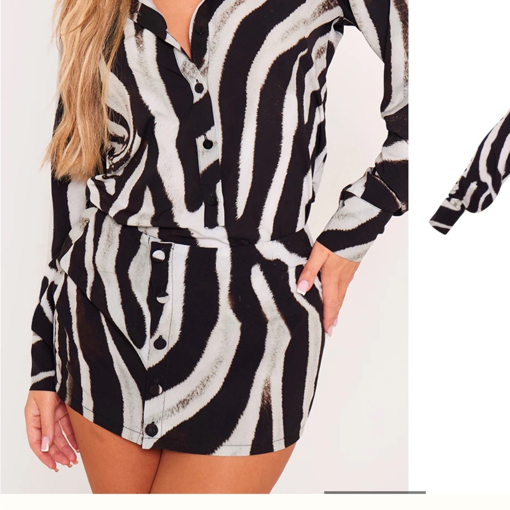 Zebra Print Button-Up Dress NWT
